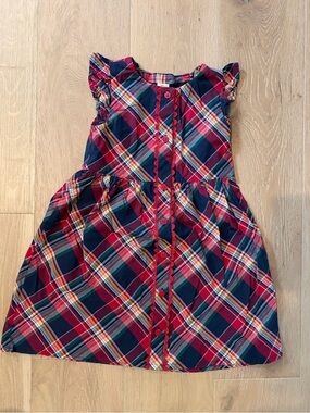 Gymboree plaid apple back to school dress size 7 girls